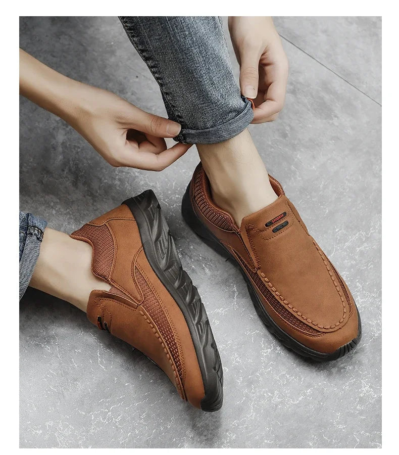 2024 Men’s Leather Casual Shoes – Breathable Loafers & Sneakers
