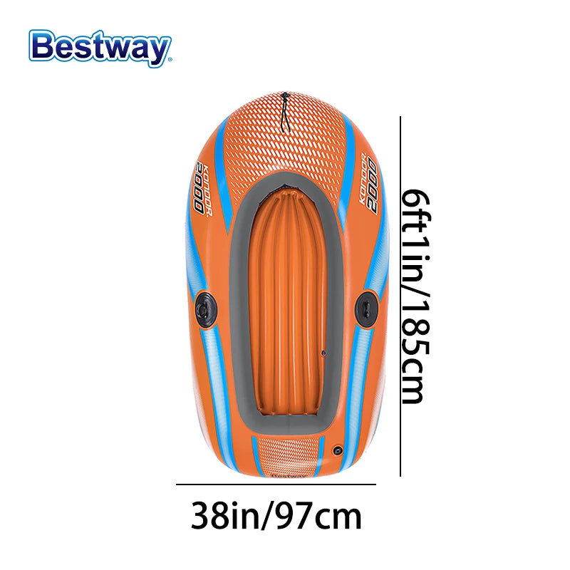 Bestway Inflatable Kayak – Heavy Duty PVC Rafting Boat for 1–3 Persons