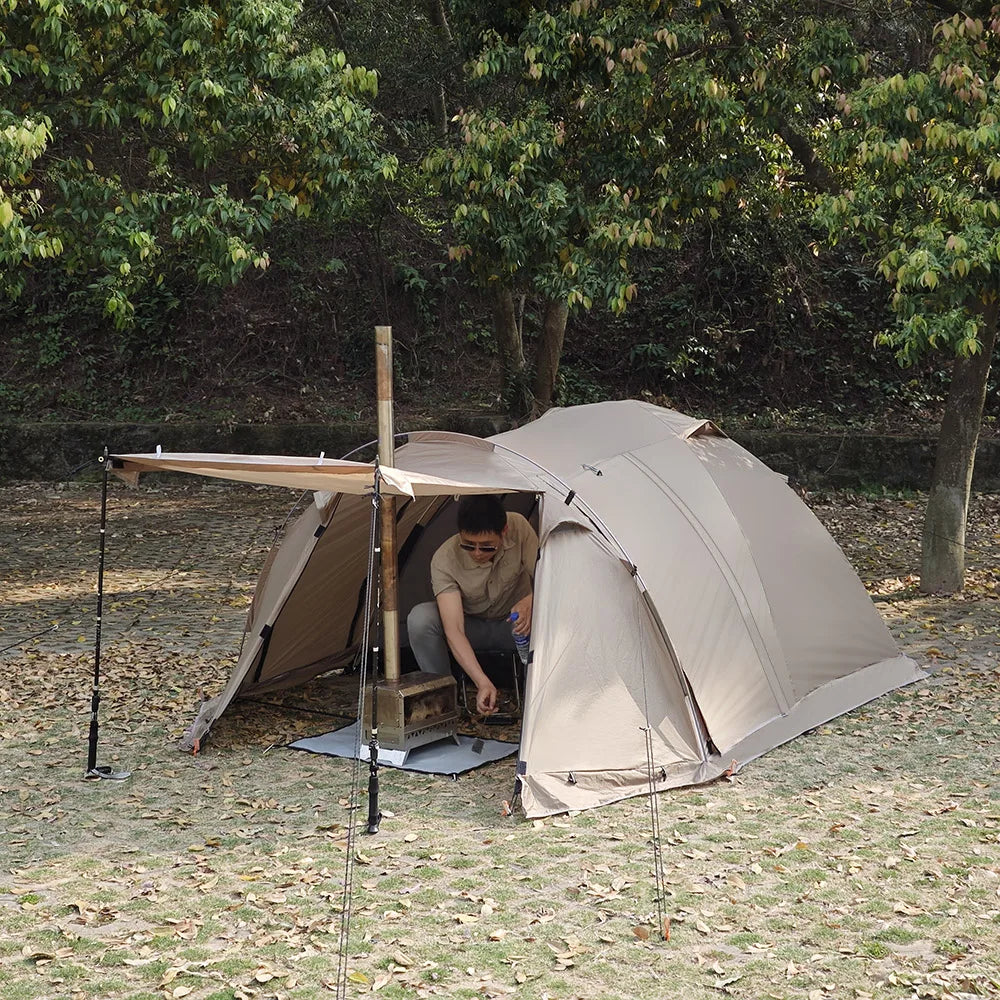 2-Person Fireproof Winter Tent – Waterproof 4-Season Dome with Stove Jack