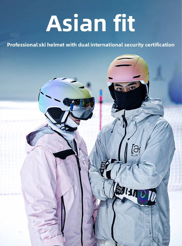 Eastinear Ski Helmet with Integrated Snow Glasses – Half-Cover Safety Helmet for Men & Women