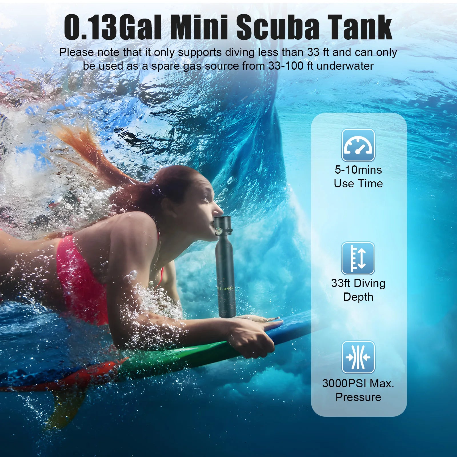 0.5L Mini Scuba Tank – Portable Diving Cylinder for 5–10 Min Underwater Use