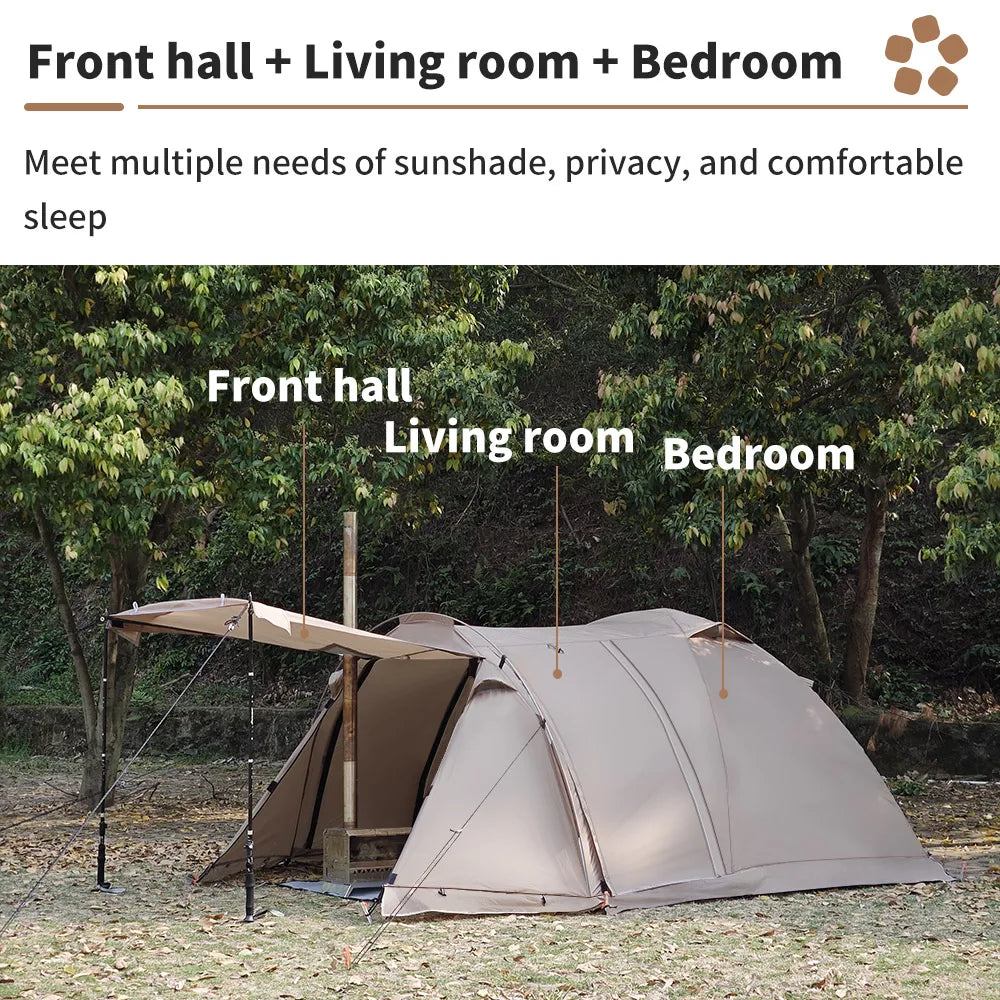 2-Person Fireproof Winter Tent – Waterproof 4-Season Dome with Stove Jack