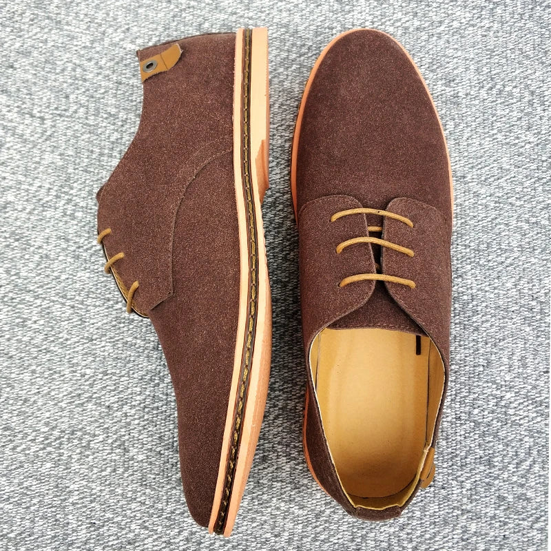 2024 Men’s Suede Leather Shoes – Oxford Casual Sneakers, Large Sizes