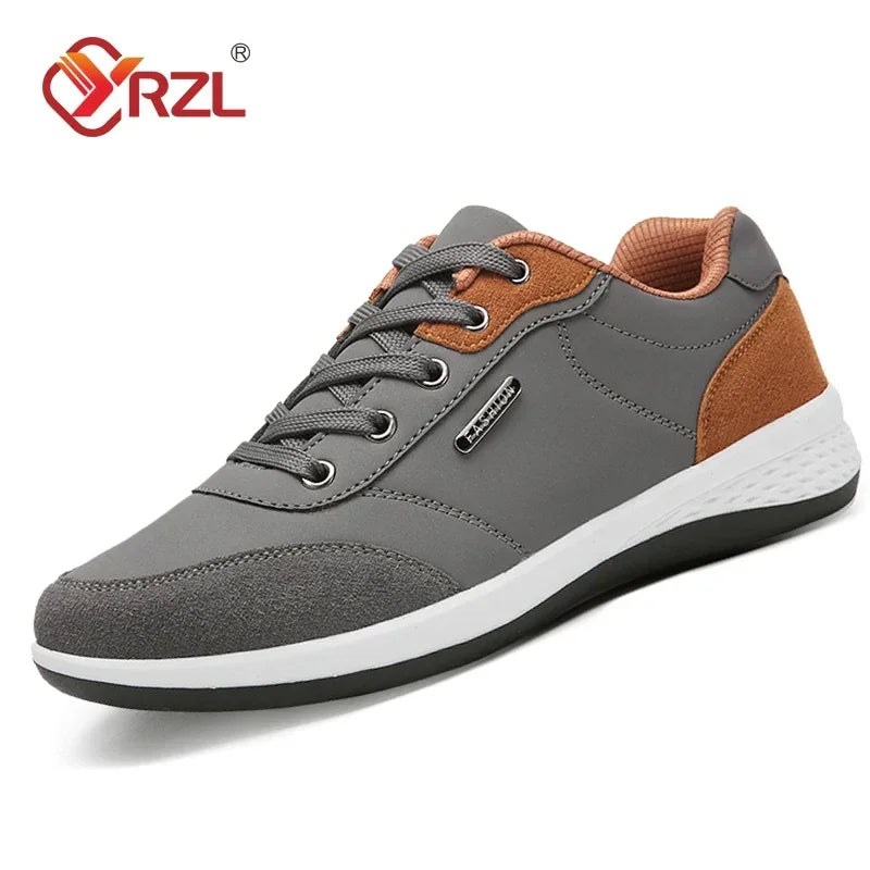 YRZL Men’s Waterproof Sneakers – Leather Walking & Sports Shoes