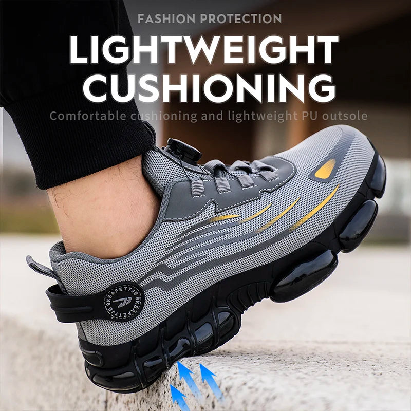 Breathable Anti-Smash Labour Shoes – Lace-Free Soft Sole Safety Footwear