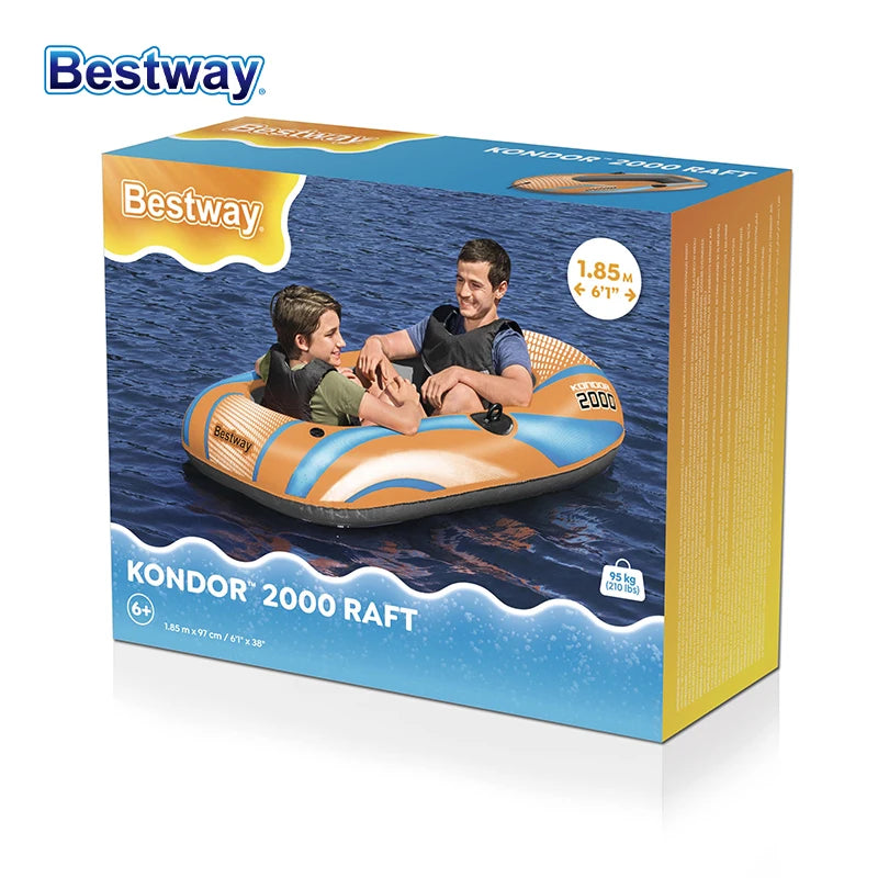 Bestway Inflatable Kayak – Heavy Duty PVC Rafting Boat for 1–3 Persons