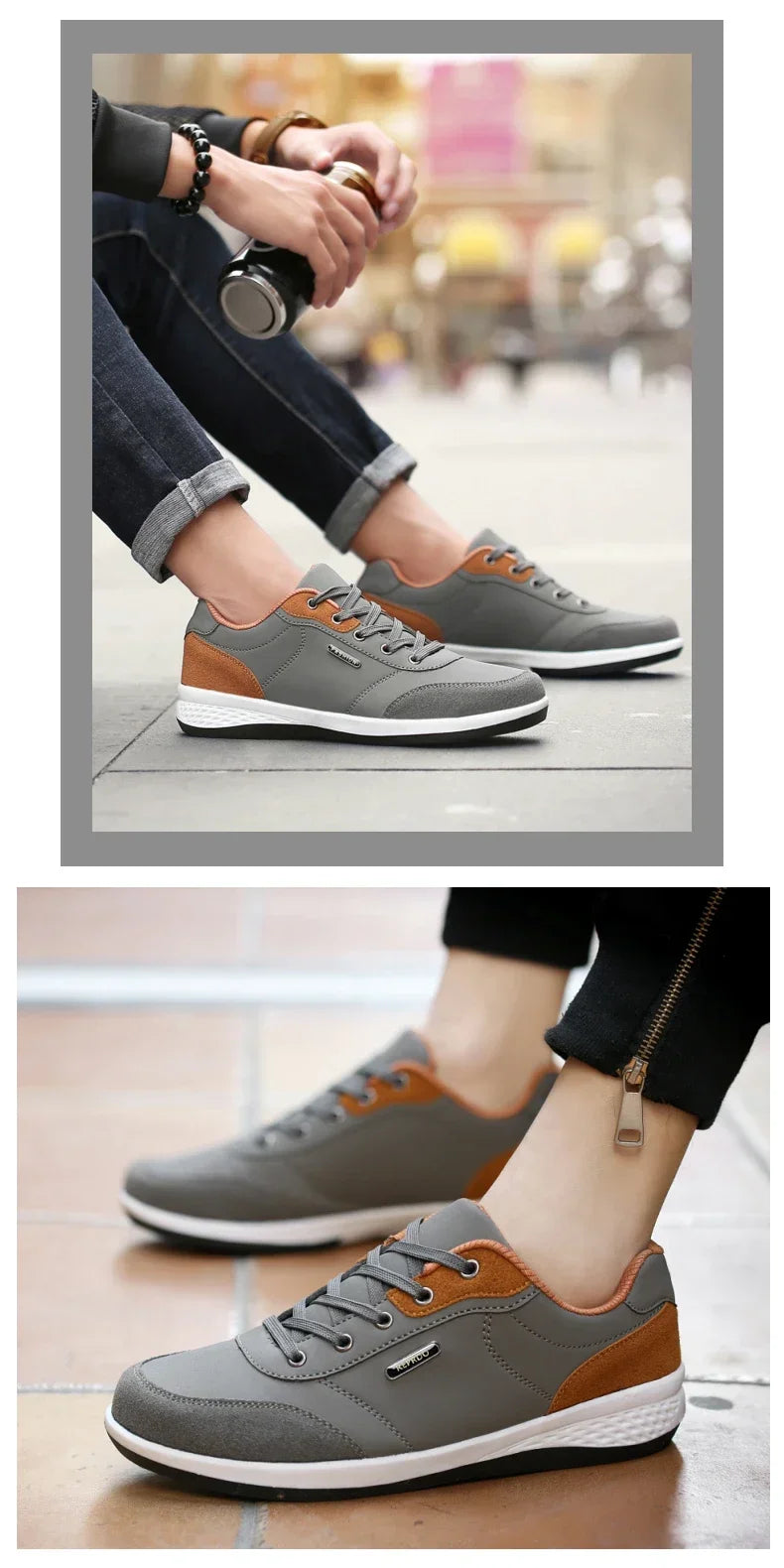 YRZL Men’s Waterproof Sneakers – Leather Walking & Sports Shoes