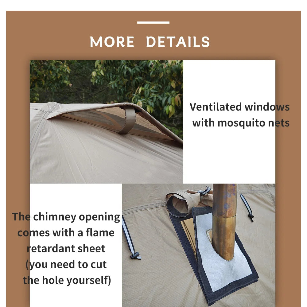 2-Person Fireproof Winter Tent – Waterproof 4-Season Dome with Stove Jack