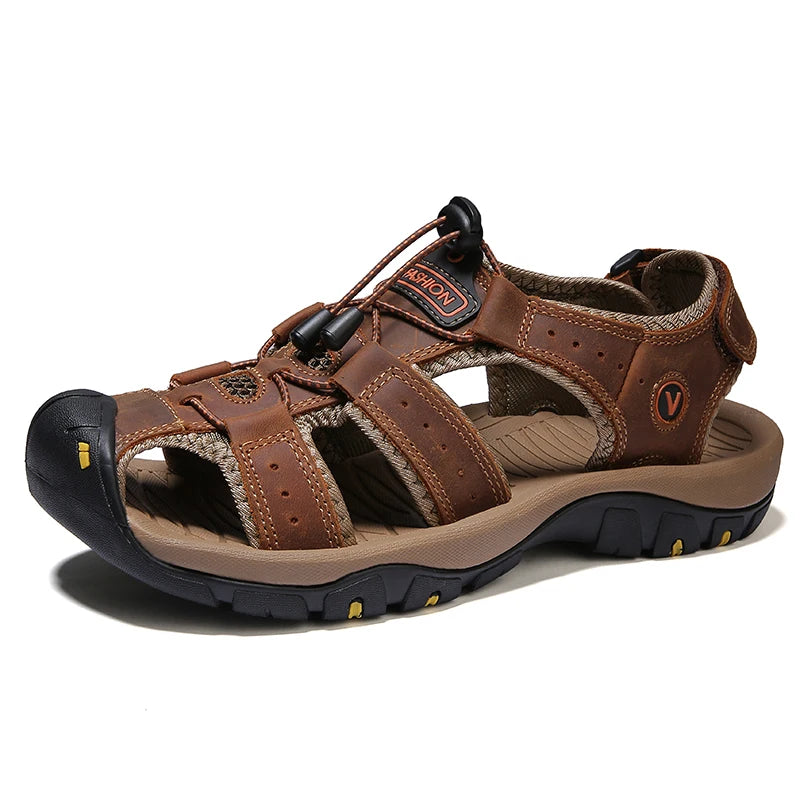Men’s Summer Leather Sandals – Casual Outdoor & Beach Shoes
