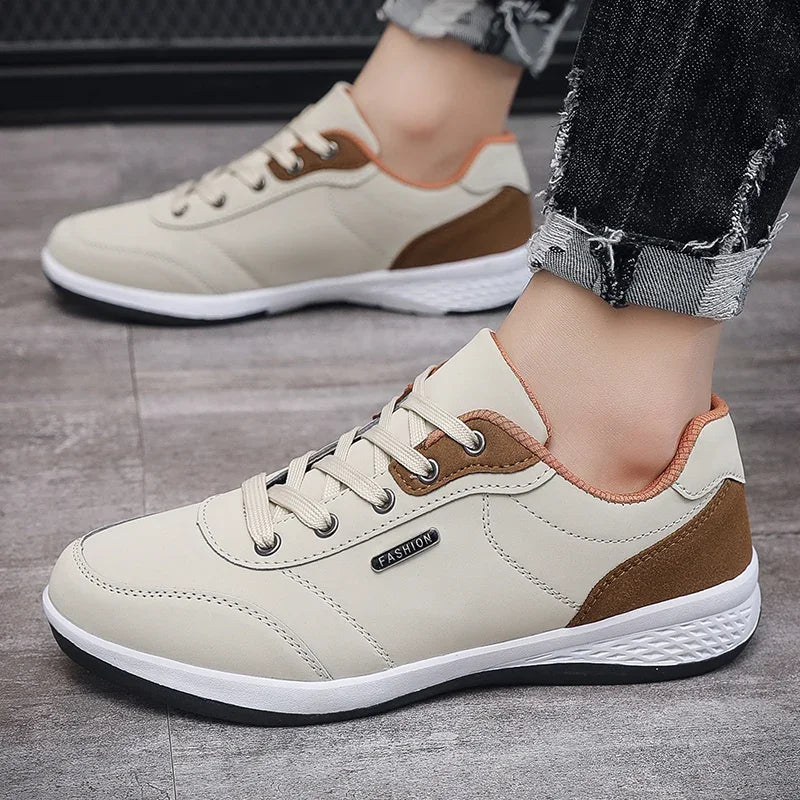 YRZL Men’s Waterproof Sneakers – Leather Walking & Sports Shoes