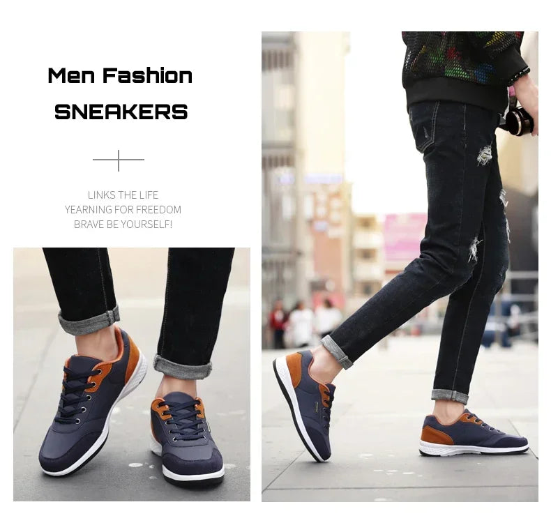 YRZL Men’s Waterproof Sneakers – Leather Walking & Sports Shoes