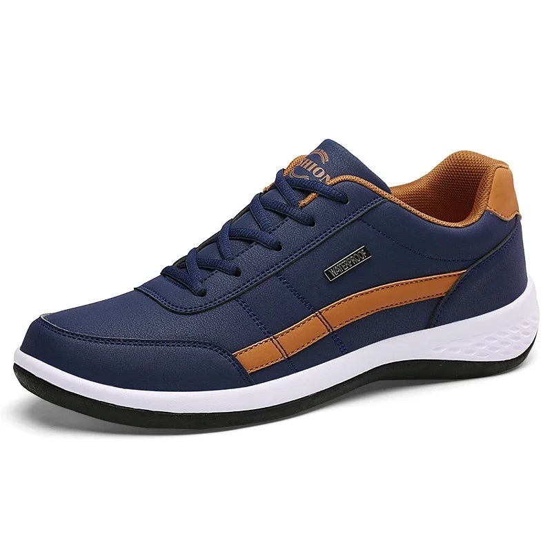 MAEDEF Men’s Leather Sneakers – Waterproof Casual Lace-Up Shoes