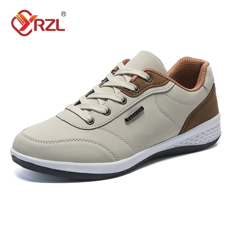 YRZL Men’s Waterproof Sneakers – Leather Walking & Sports Shoes