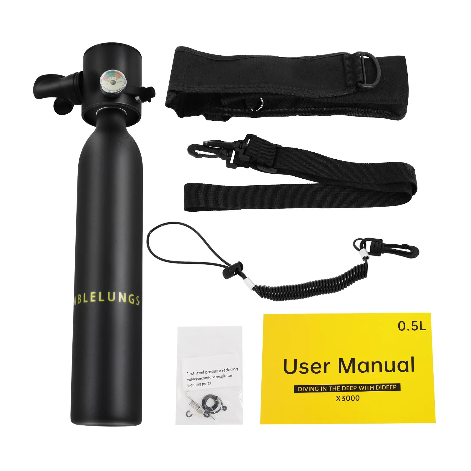 0.5L Mini Scuba Tank – Portable Diving Cylinder for 5–10 Min Underwater Use