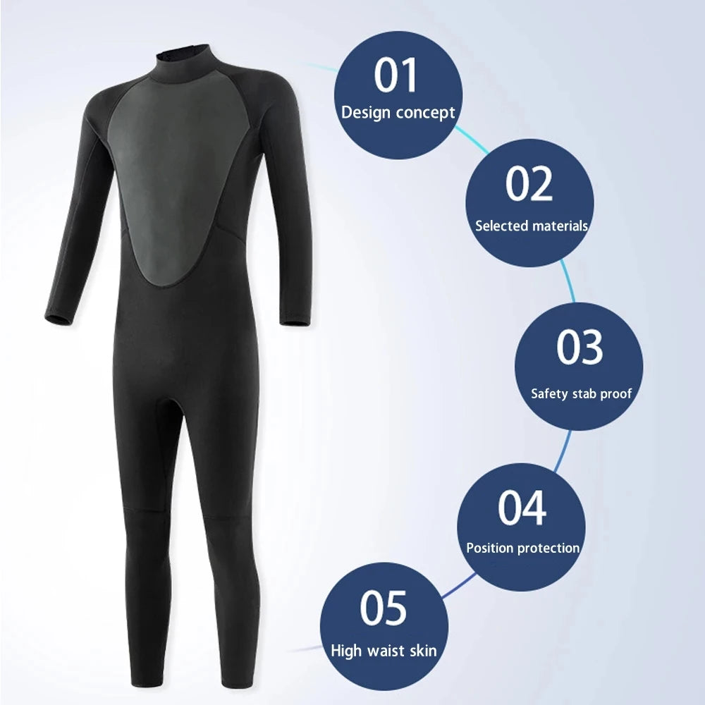 3mm/2mm Neoprene Wetsuit – Full Body Thermal Diving & Water Sports Suit