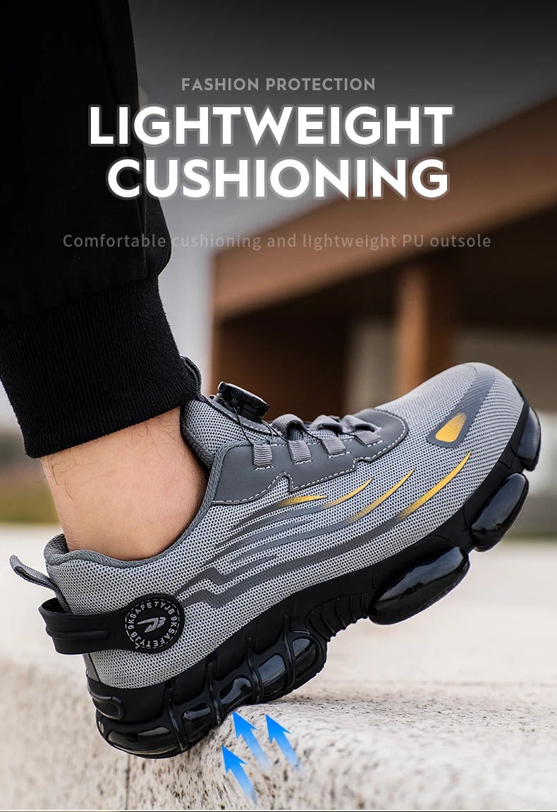 Breathable Anti-Smash Labour Shoes – Lace-Free Soft Sole Safety Footwear