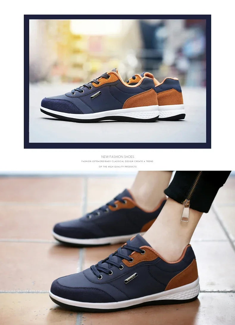 YRZL Men’s Waterproof Sneakers – Leather Walking & Sports Shoes