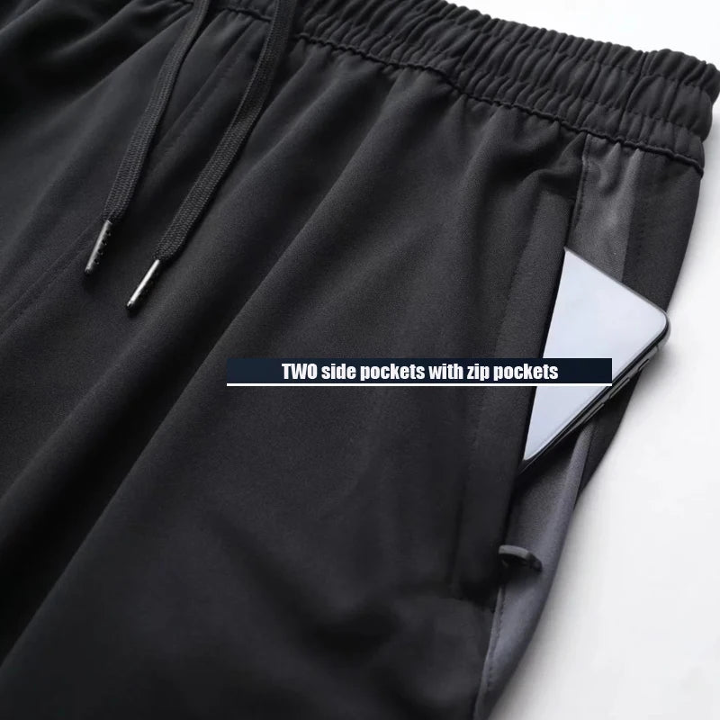 Men’s Sports Running Pants – Zipper Pocket Training Trousers