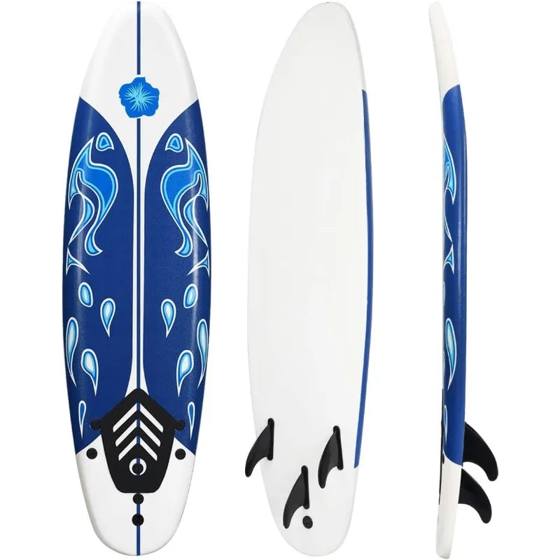 Giantex 6' Beginner Surfboard – Foam Body Board with Removable Fins