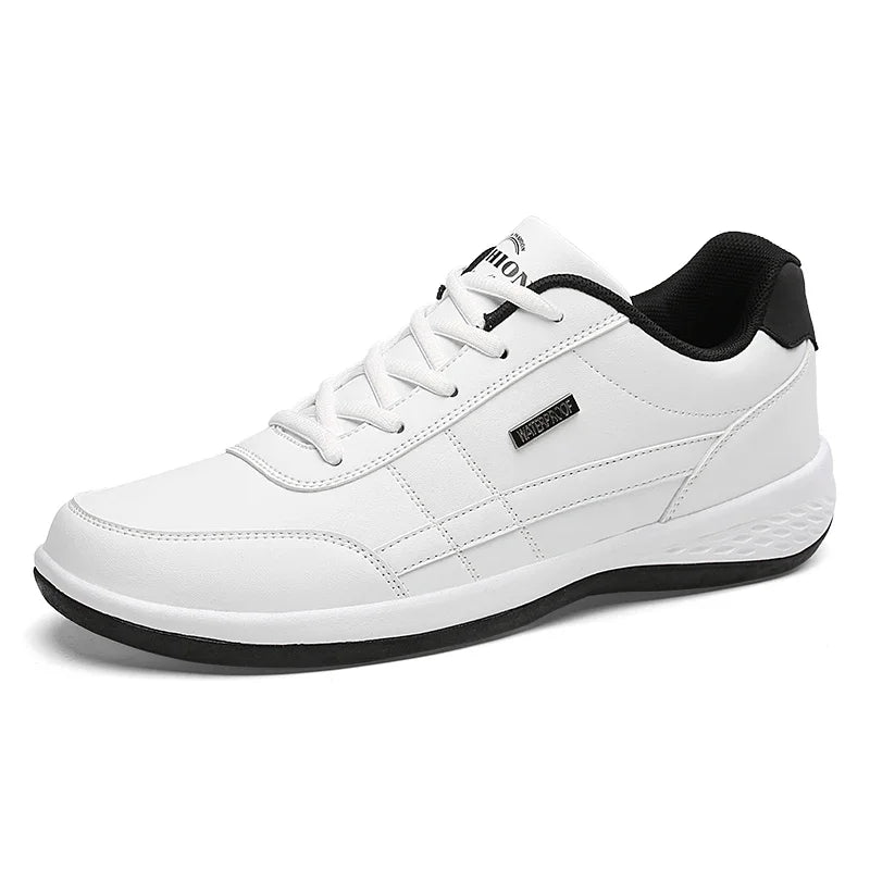MAEDEF Men’s Leather Sneakers – Waterproof Casual Lace-Up Shoes