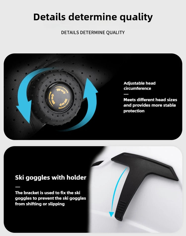 Eastinear Ski Helmet with Integrated Snow Glasses – Half-Cover Safety Helmet for Men & Women