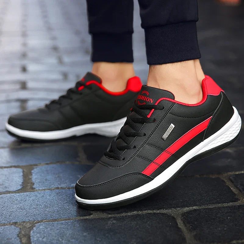 MAEDEF Men’s Leather Sneakers – Waterproof Casual Lace-Up Shoes