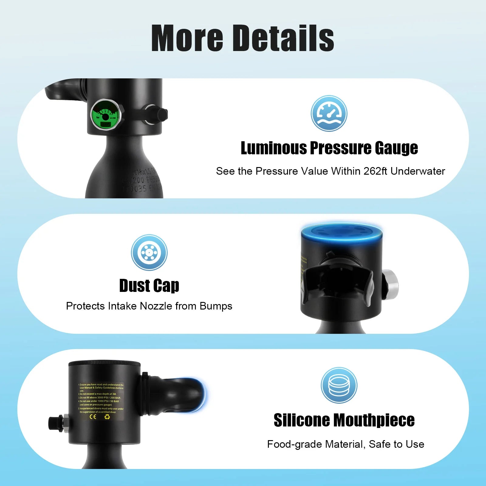 0.5L Mini Scuba Tank – Portable Diving Cylinder for 5–10 Min Underwater Use