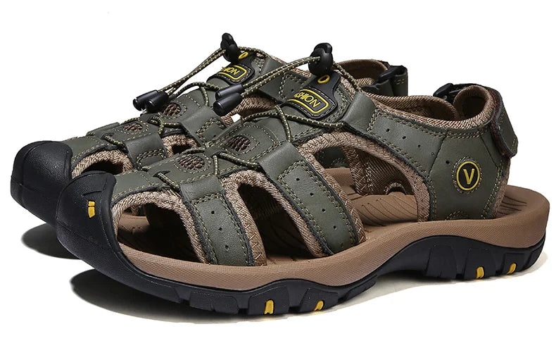 Men’s Summer Leather Sandals – Casual Outdoor & Beach Shoes
