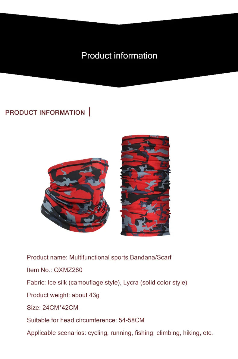 Outdoor Sport Bandana Neck Gaiter – Tactical Tube Scarf Face Cover
