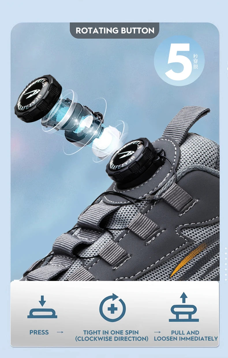 Breathable Anti-Smash Labour Shoes – Lace-Free Soft Sole Safety Footwear