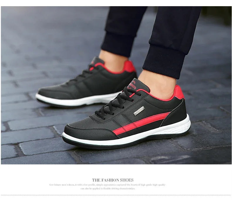 MAEDEF Men’s Leather Sneakers – Waterproof Casual Lace-Up Shoes