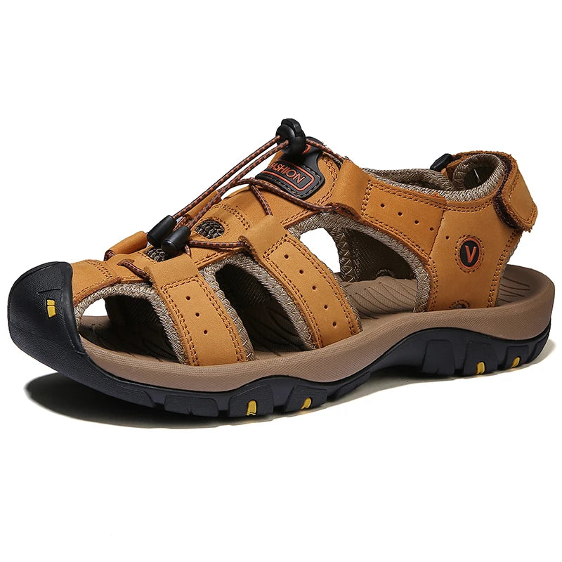 Men’s Summer Leather Sandals – Casual Outdoor & Beach Shoes