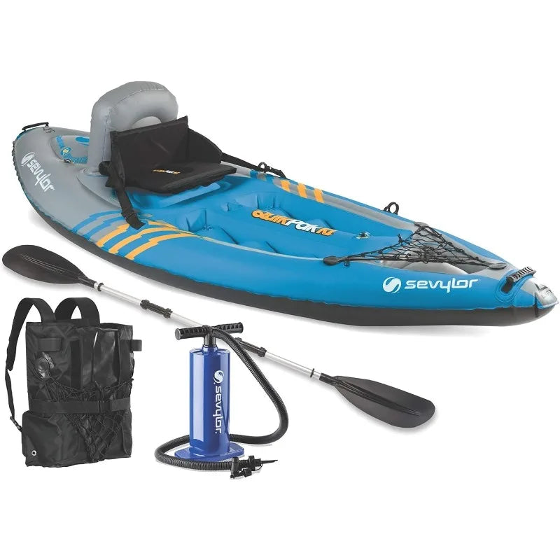 Sevylor QuickPak K1 – 1-Person Inflatable Kayak with Backpack Carry