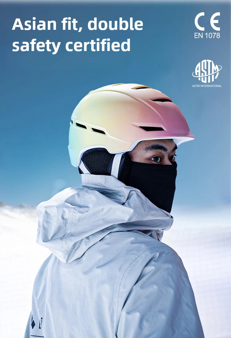 Eastinear Ski Helmet with Integrated Snow Glasses – Half-Cover Safety Helmet for Men & Women
