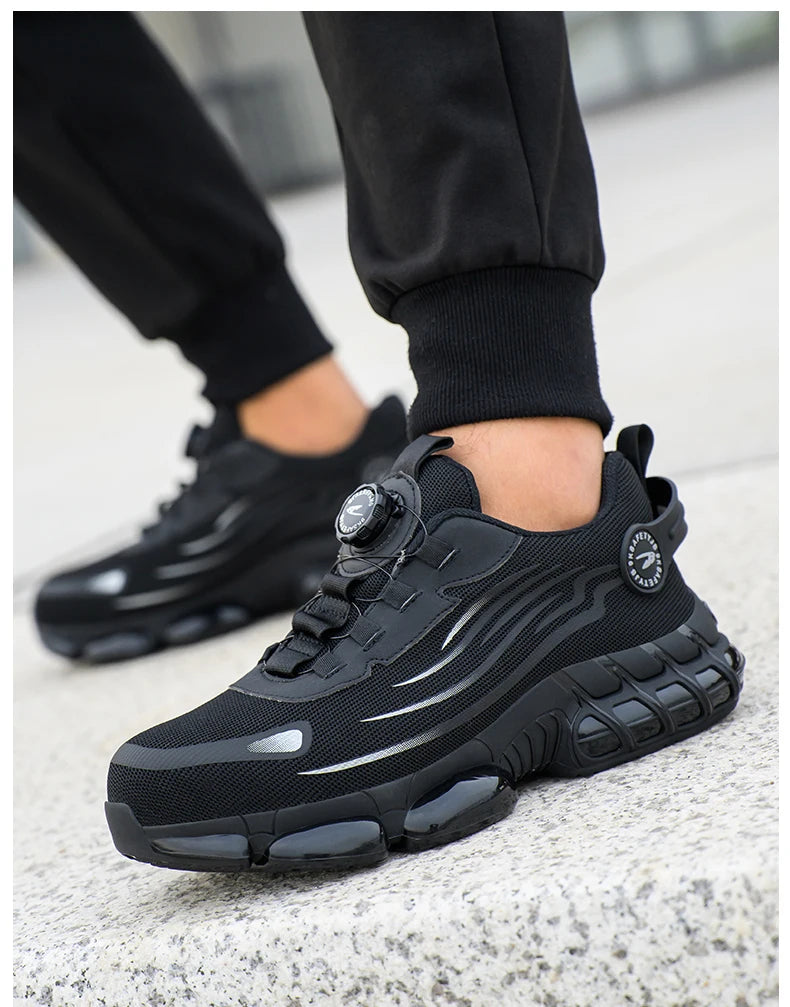 Breathable Anti-Smash Labour Shoes – Lace-Free Soft Sole Safety Footwear