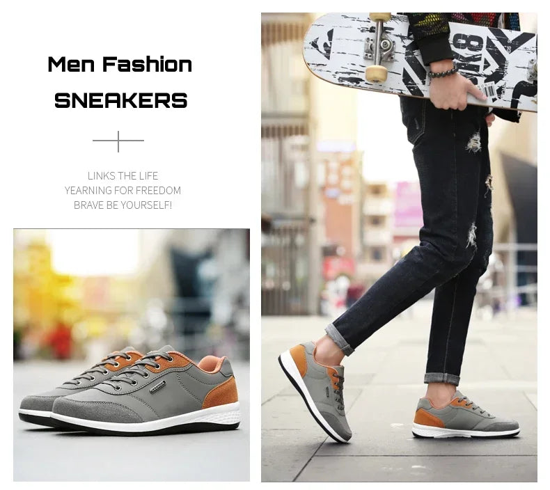 YRZL Men’s Waterproof Sneakers – Leather Walking & Sports Shoes