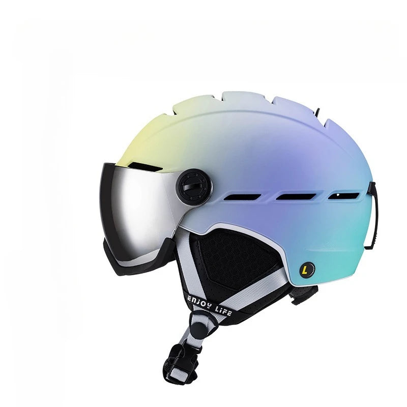 Eastinear Ski Helmet with Integrated Snow Glasses – Half-Cover Safety Helmet for Men & Women