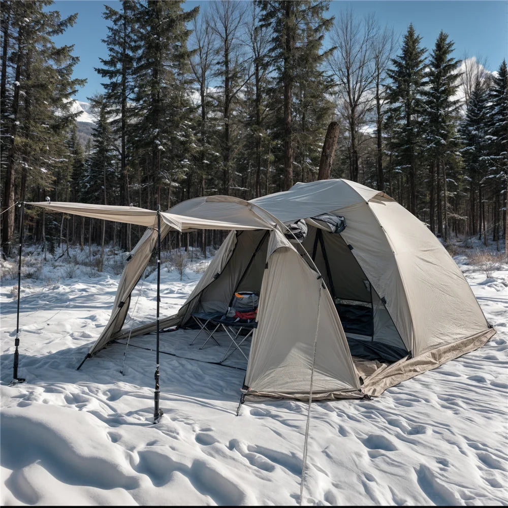 2-Person Fireproof Winter Tent – Waterproof 4-Season Dome with Stove Jack