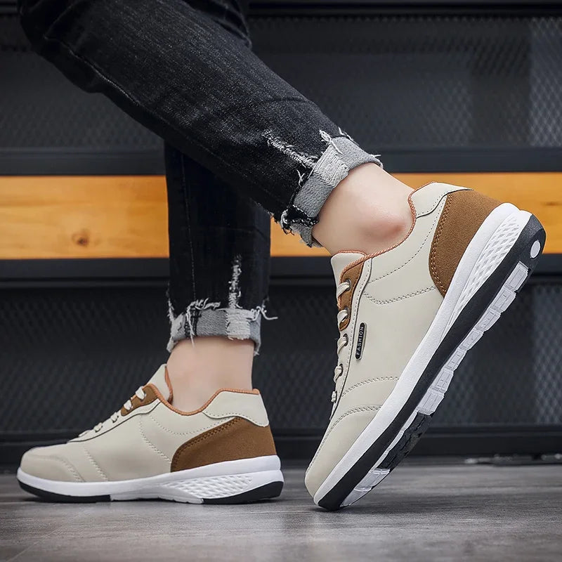 YRZL Men’s Waterproof Sneakers – Leather Walking & Sports Shoes