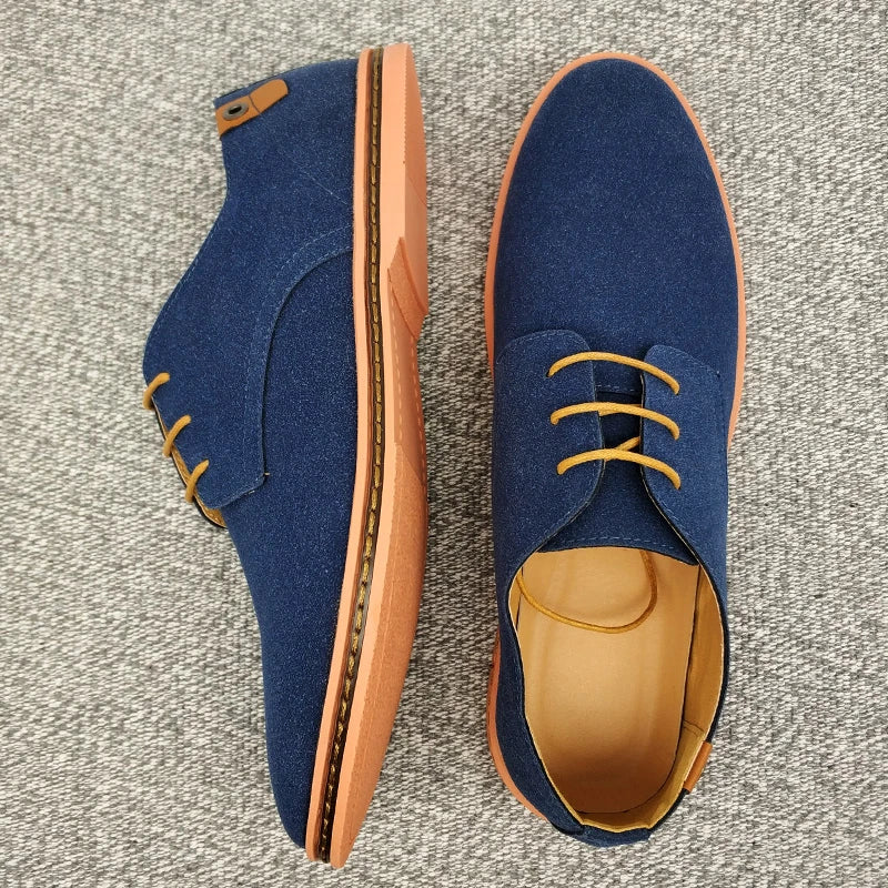 2024 Men’s Suede Leather Shoes – Oxford Casual Sneakers, Large Sizes