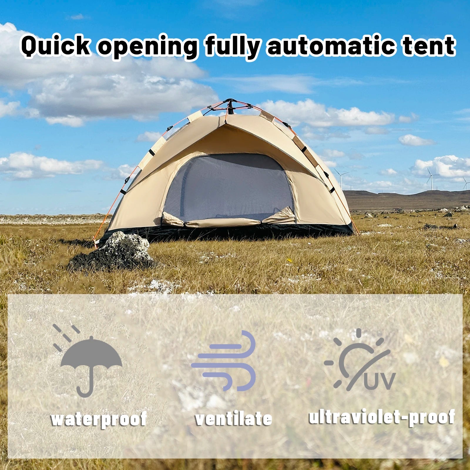 Automatic Pop-Up Outdoor Tent – Rain & Sun Protection for 4 People