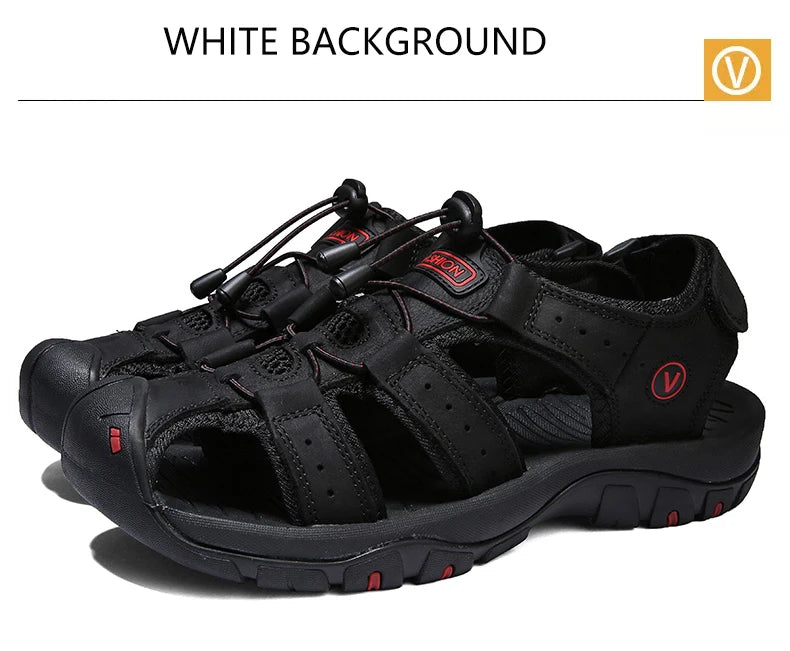 Men’s Summer Leather Sandals – Casual Outdoor & Beach Shoes