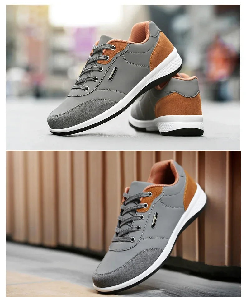 YRZL Men’s Waterproof Sneakers – Leather Walking & Sports Shoes