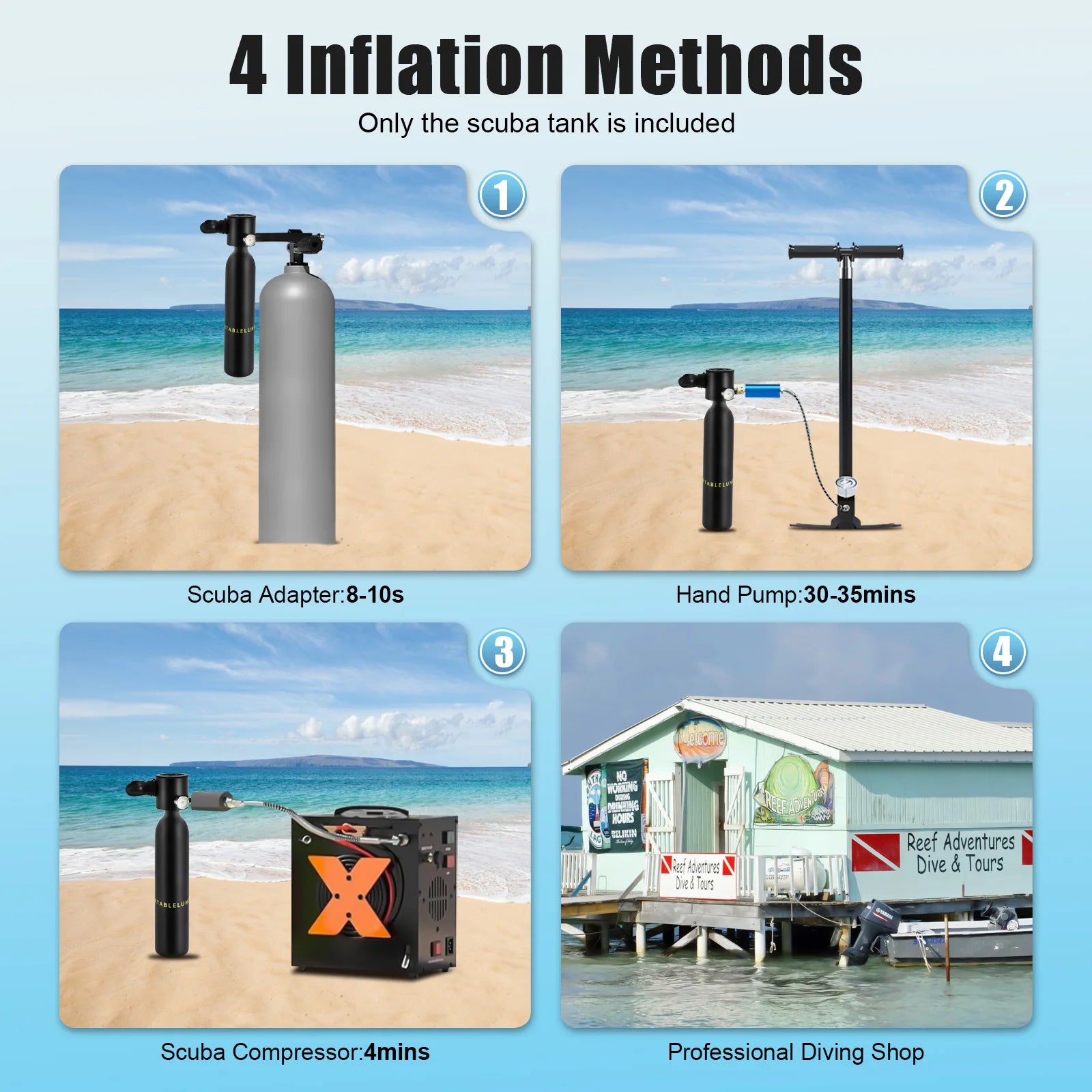 0.5L Mini Scuba Tank – Portable Diving Cylinder for 5–10 Min Underwater Use