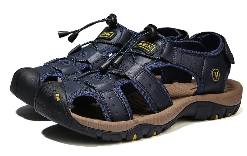 Men’s Summer Leather Sandals – Casual Outdoor & Beach Shoes