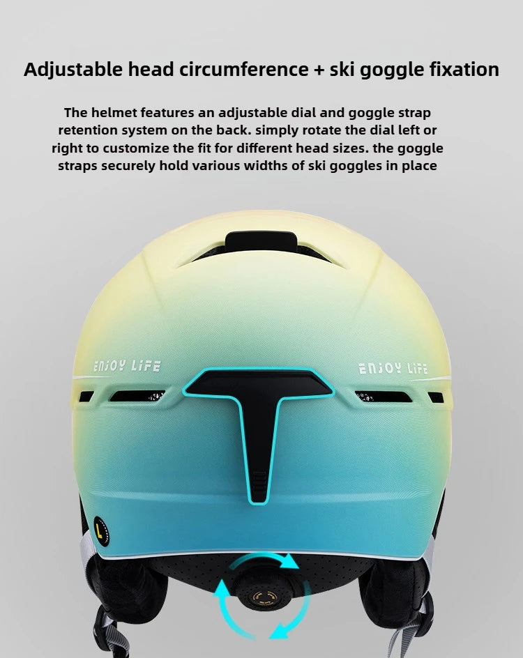 Eastinear Ski Helmet with Integrated Snow Glasses – Half-Cover Safety Helmet for Men & Women
