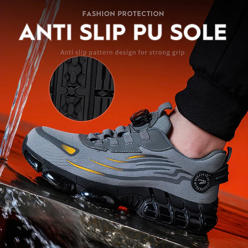 Breathable Anti-Smash Labour Shoes – Lace-Free Soft Sole Safety Footwear