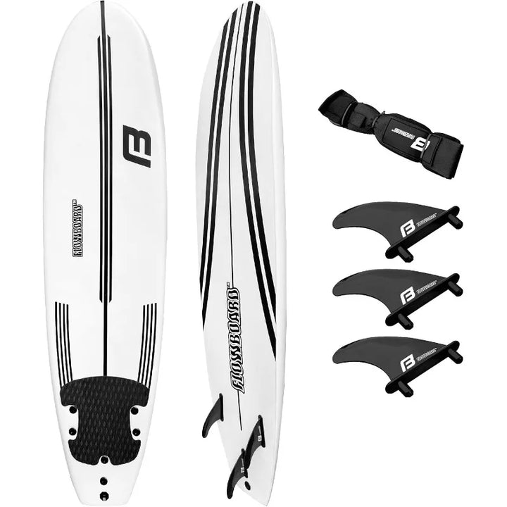 FLOWBOARD 6' Soft Foam Surfboard – 3 Fins, Leash & Wood Stringers