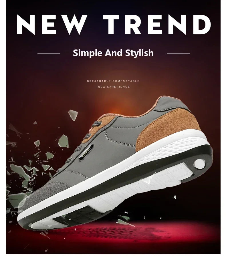 YRZL Men’s Waterproof Sneakers – Leather Walking & Sports Shoes